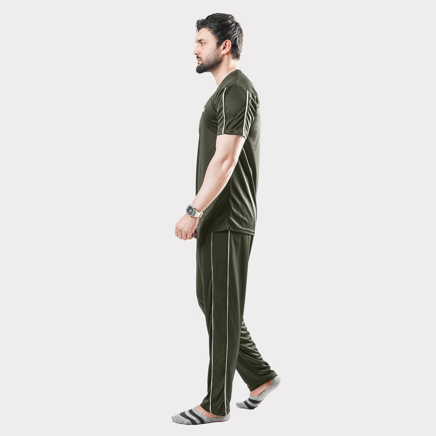 Olive Green Hawk Series With Double Piping Tracksuit