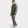 Olive Green Tracksuit with Two White Stripes