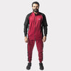 Maroon and Black Tracksuit With Three White Stripes