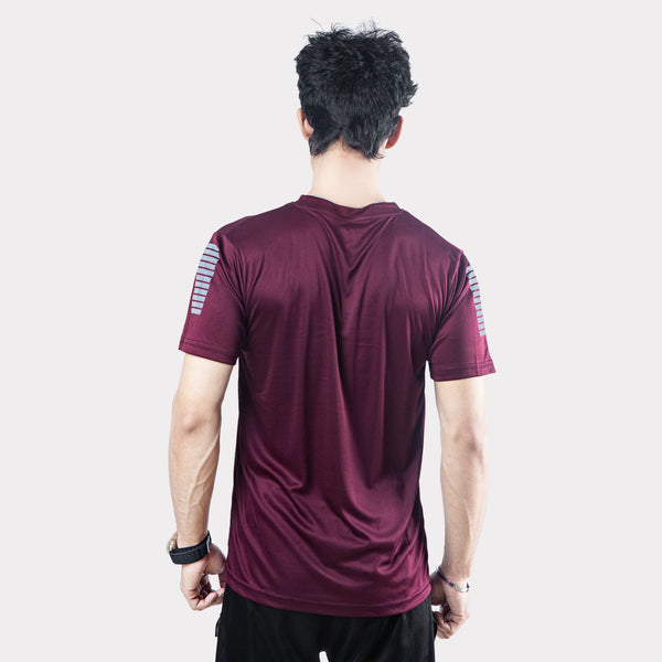 Maroon Quick Dry T-Shirt with Shoulder reflectors