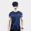 Navy Quick Dry T-Shirt with White Dual Arm Stripes