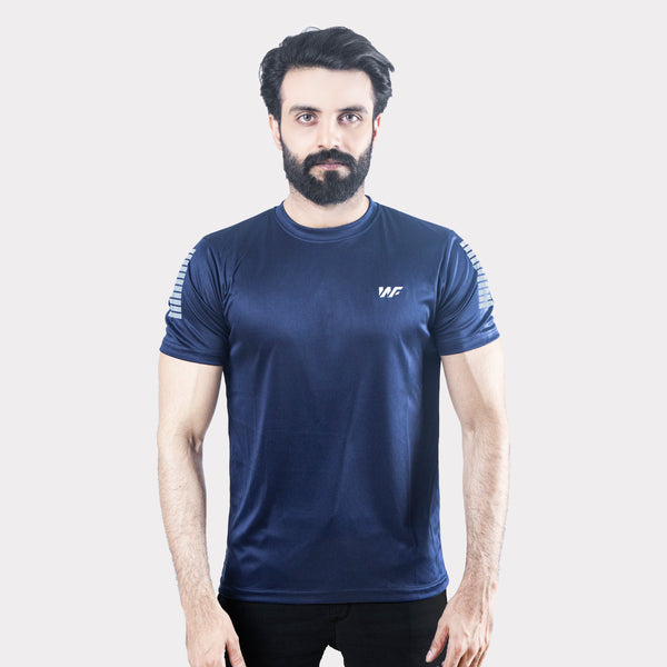 Blue Quick Dry T-Shirt with Shoulder Reflectors