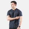 Navy Blue Printed Round Neck Tshirt