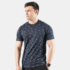 Navy Blue Printed Round Neck Tshirt