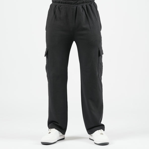 Winter Black Wide Leg Cargo Trouser