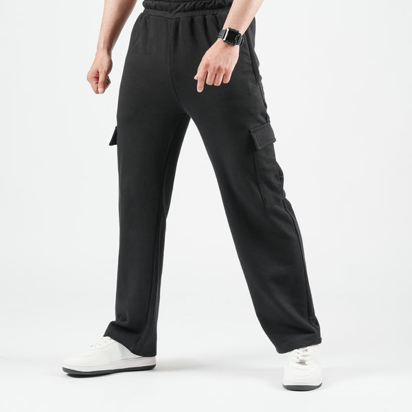 Winter Black Wide Leg Cargo Trouser