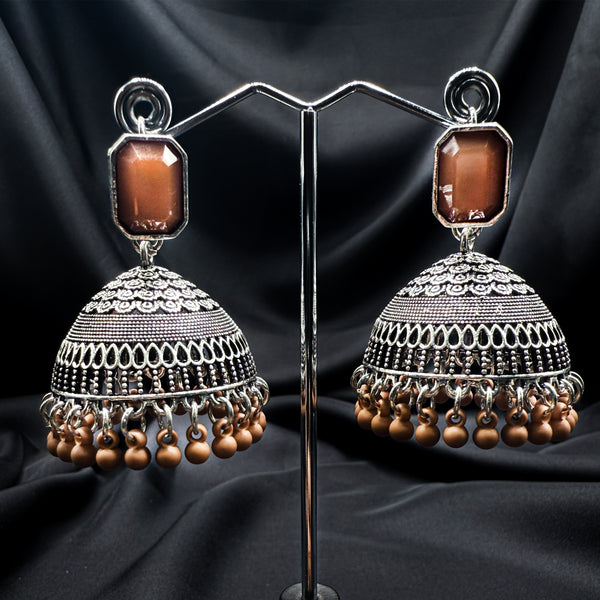 Brown Stone Traditional Jhumkas