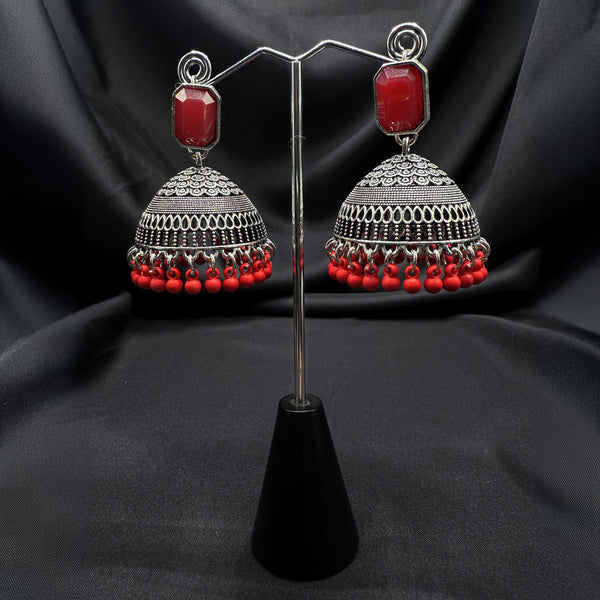 Red Stone traditional Jhumkas