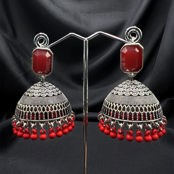 Red Stone traditional Jhumkas