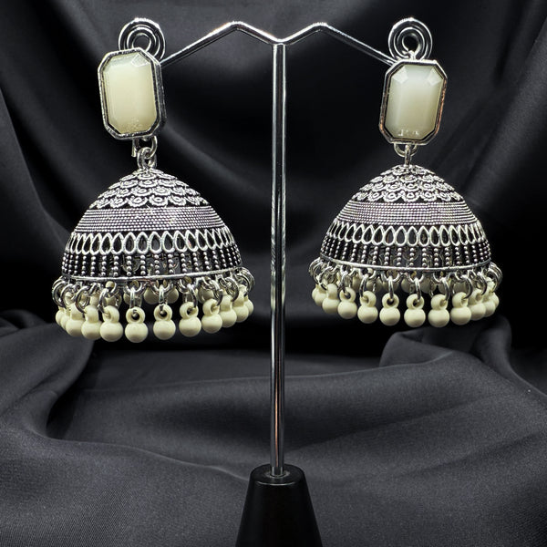 Beige Stone Traditional jhumkas
