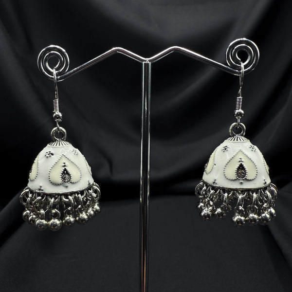 Oxidized White Bell Jhumki