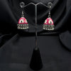 Oxidized Pink Bell Jhumki