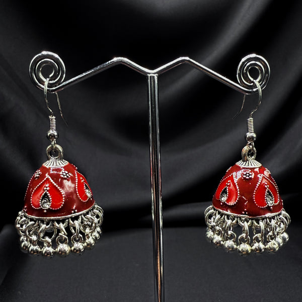 Oxidized Maroon Bell Jhumki