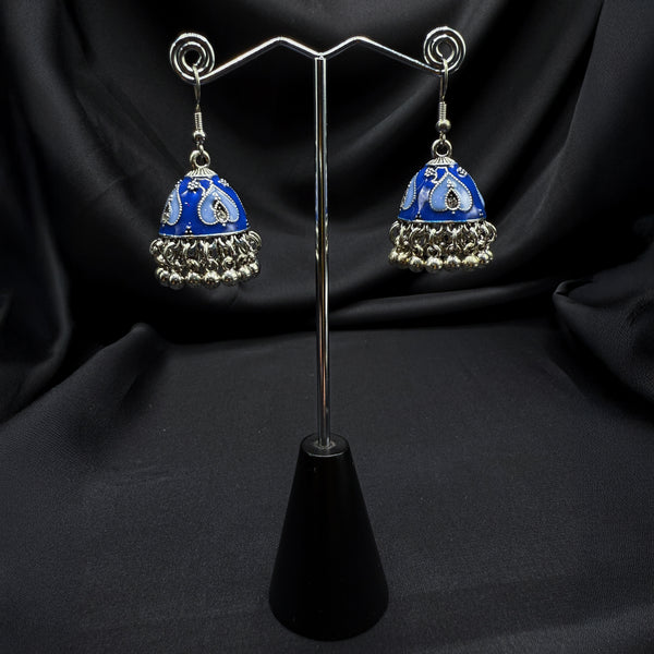 Oxidized Blue Bell Jhumki