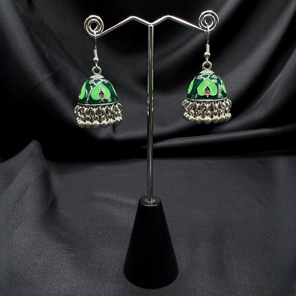 Oxidized Green Bell Jhumki