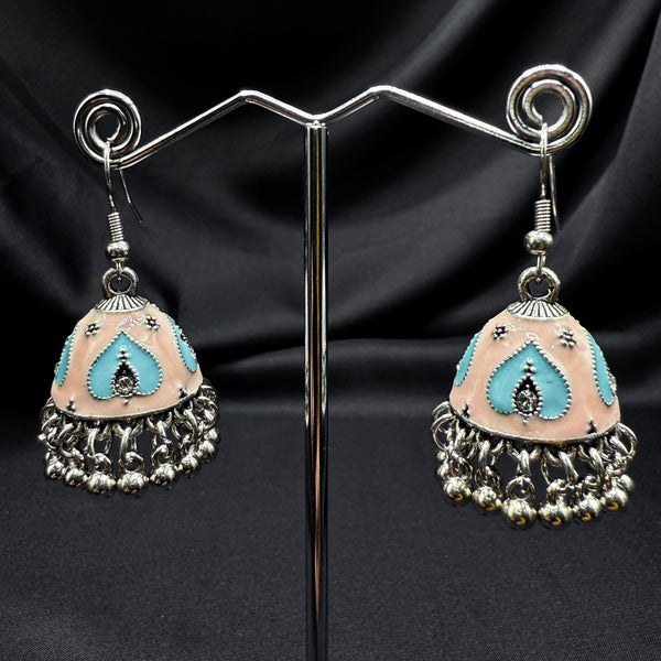 oxidized Coral Sky Bell Jhumki