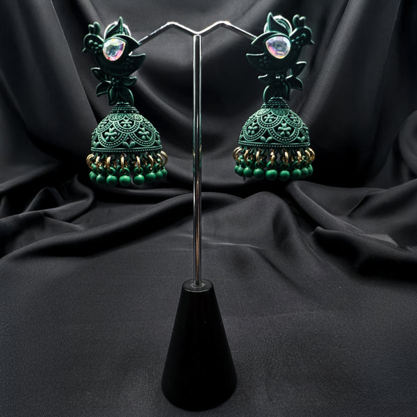 Handcrafted Teal Jhumkas
