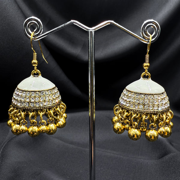 White Enamal Jhumka