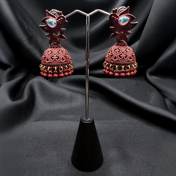 Handcrafted Maroonish Jhumkas