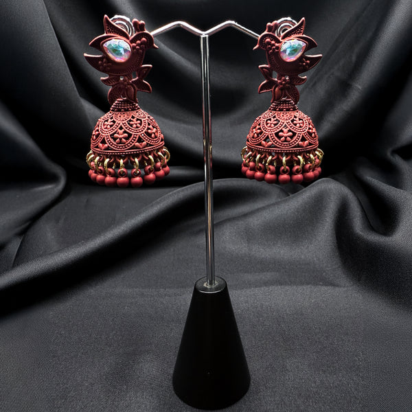 Handcrafted Maroonish Jhumkas