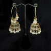 Gold Toned Bali Jhumka Earings with Pearls