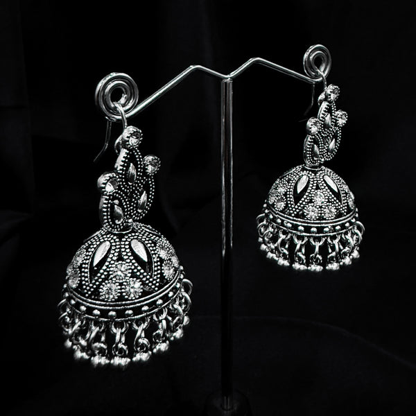 Silver Jhumka Earings With Bell Shaped