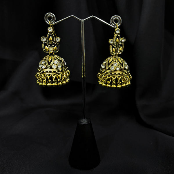 Golden Jhumka Earings With Bell Shaped