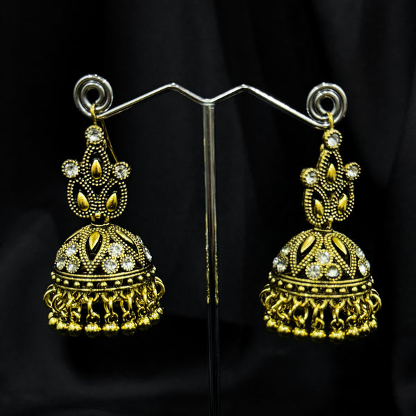 Golden Jhumka Earings With Bell Shaped