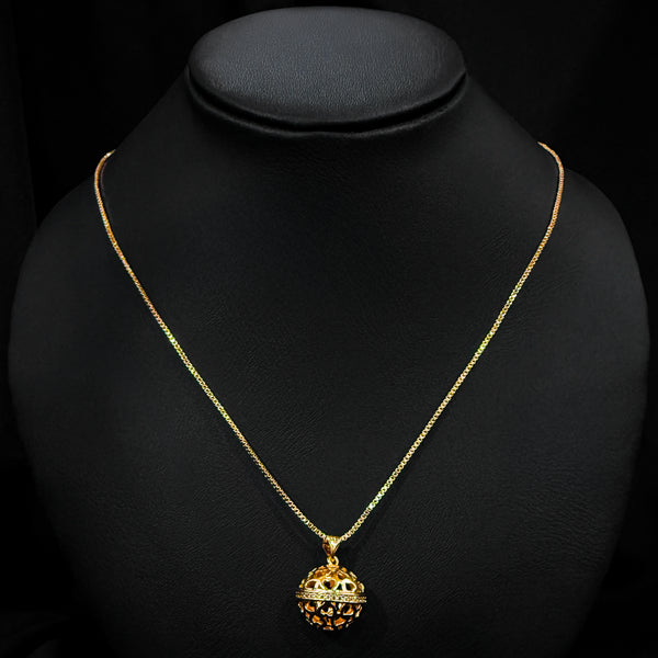 Gold Ball Necklace With Heart Pattern