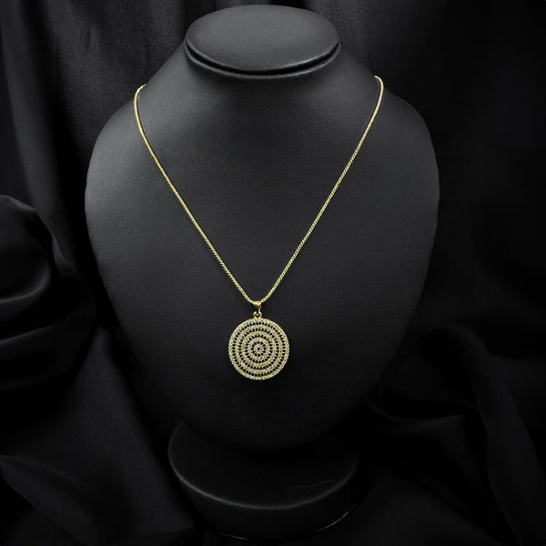 Gold Circular Pave Necklace