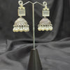 Silver Jhumka Earrings With White Stone