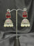 Silver Jhumka Earrings With Stone & Beads