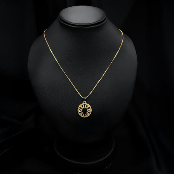 Black Plated Pendant Necklace With Red Gemstone