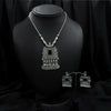 Silver Ethnic Set With Black Stone