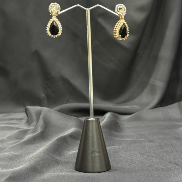 Gold Plated Necklace Set With Black Stones