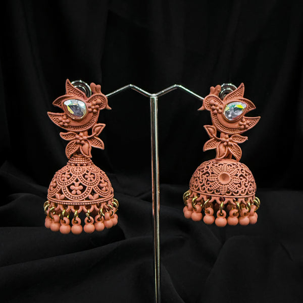 Handcrafted Peach Jhumkas