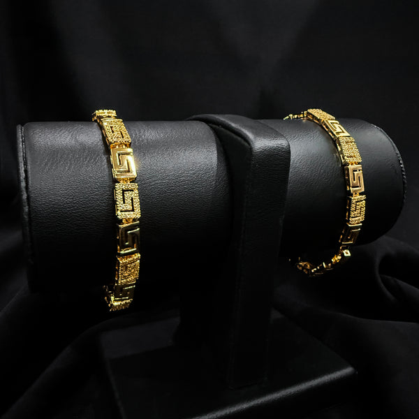 Gold Tone Greek Key Pattern Bracelet