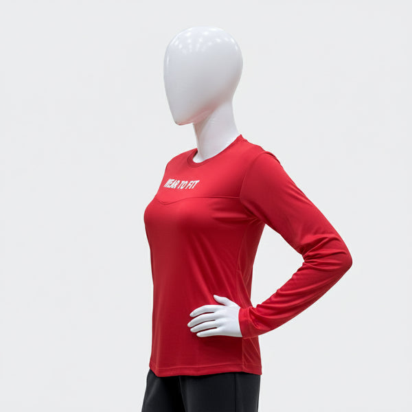 Wear To Fit Red Quick Dry Full Sleeves T-Shirt