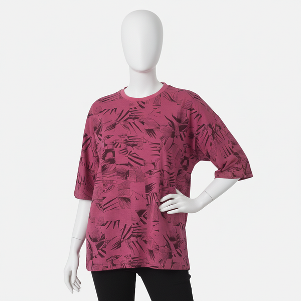 Magenta Leaf Print tshirt