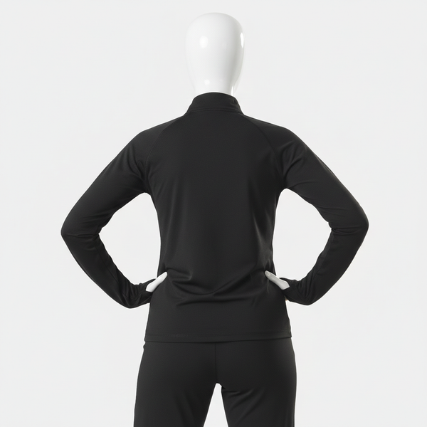 Black Quarter-Zip Funnel Neck Long Sleeve