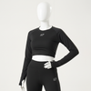 black long-sleeve crop top