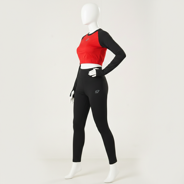 Raglan Sleeve Crew Neck Crop Top with leggings