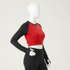Red Raglan with black Sleeve Cropped Top