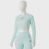Aqua Full sleeve Cropped Top