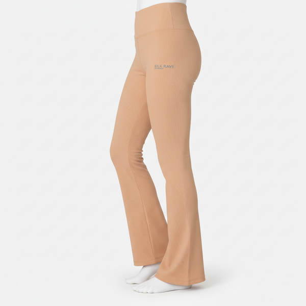 Silk Rave Ribbed High-Waisted Bell Bottom Leggings