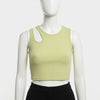 Beige Ribbed Cut-Out Crop Top