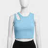 Ocean Blue Ribbed Cut-Out Crop Top