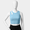 Ocean Blue Ribbed Cut-Out Crop Top
