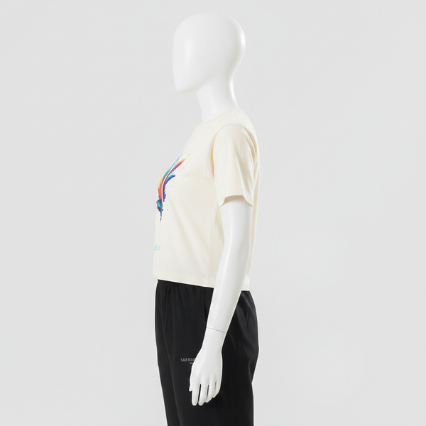 Beige multicolor graphic tee