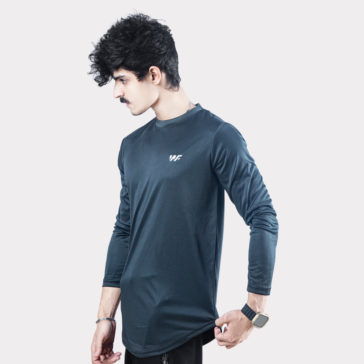 Smoky Gray Quick Dry Full Sleeves T-Shirt